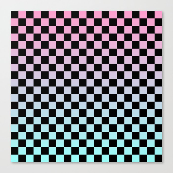 Pink and Blue Gradient Checkers Canvas Print