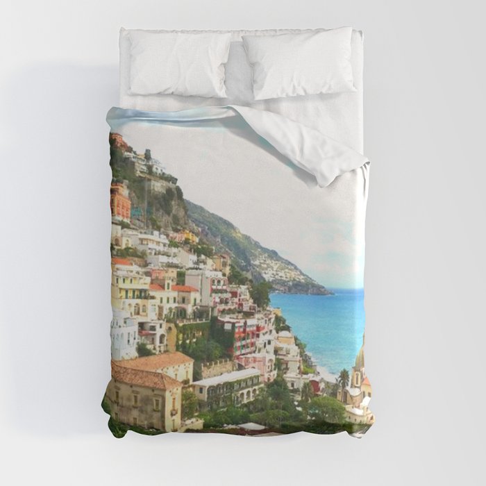 Amalfi Coast in Positano Italy Duvet Cover