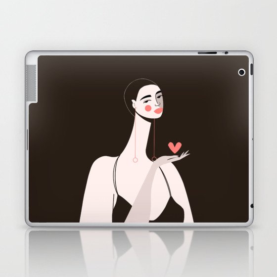 Girl With Pink Heart Laptop & iPad Skin