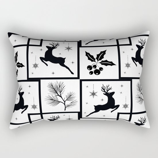 Christmas black and white pattern. Rectangular Pillow