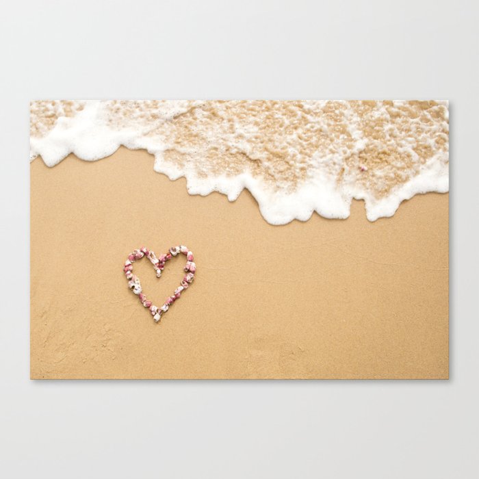 Shell Heart On The Beach Canvas Print
