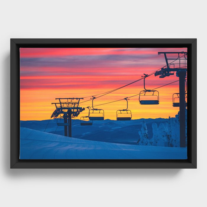 Sunset Under Chair 1  Framed Canvas