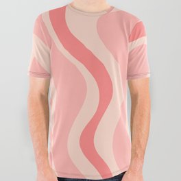 Retro Liquid Swirl Abstract in Soft Pink All Over Graphic Tee