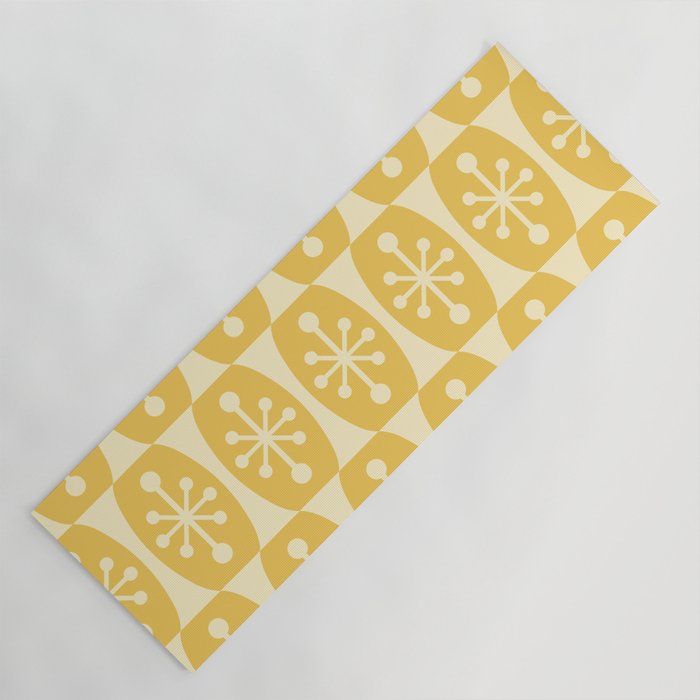 Mid Century Modern Atomic Fusion Pattern 334 Yellow on Yellow Yoga Mat