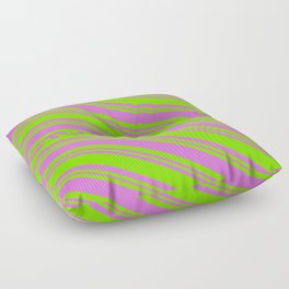 [ Thumbnail: Orchid & Green Colored Striped/Lined Pattern Floor Pillow ]