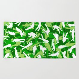 Golf Lover Pro Golfer Camo Camouflage Pattern Green Beach Towel