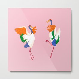 Japanese Crane Ritual Metal Print | Illustration, Crane, Storks, Animal, Japanese, Japan, Cranes, Curated, Herons, Painting 
