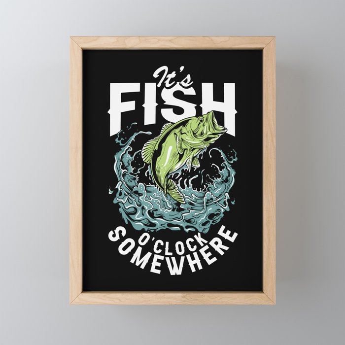 It's Fish O'clock Somewhere Framed Mini Art Print