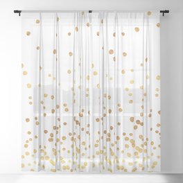 Floating Dots - Gold on White Sheer Curtain
