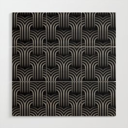 Dark Art Deco wallpaper. Geometric striped ornament. Digital Illustration Background. Wood Wall Art
