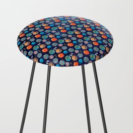 Ditsy Style Planets Astronauts and Rocket Ships on a Starry Sky Counter Stool