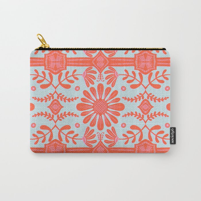 Boho Florals Red Icy Blue Carry-All Pouch