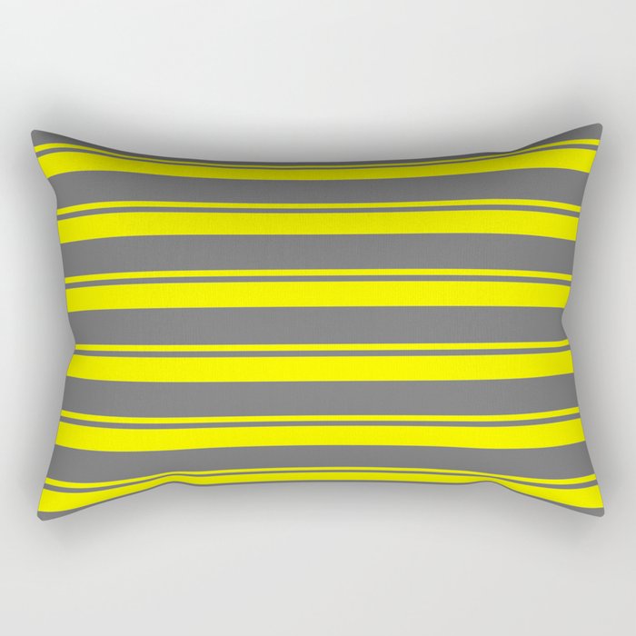 Yellow and Dim Gray Colored Lined/Striped Pattern Rectangular Pillow