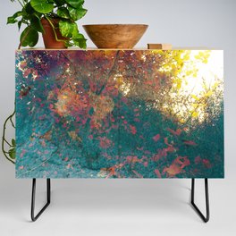 Golden tree on the emerald blue forest Credenza