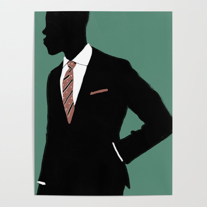 Man in Suit with Red Tie - Masculine Art Print  Poster
