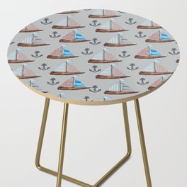 Boat Anchor Nautical Pattern Side Table
