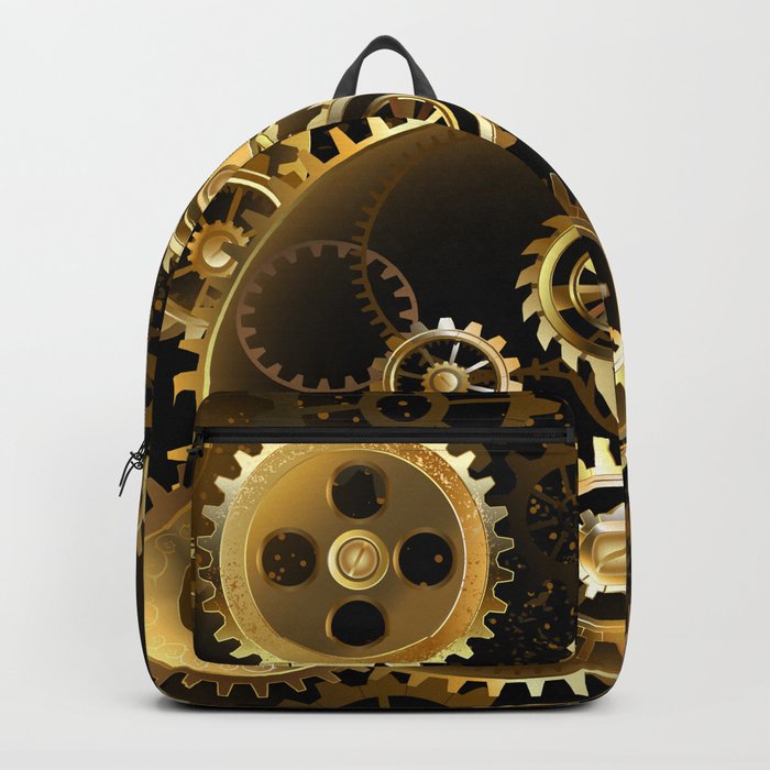 Steampunk Seamless Brass Gears Backpack