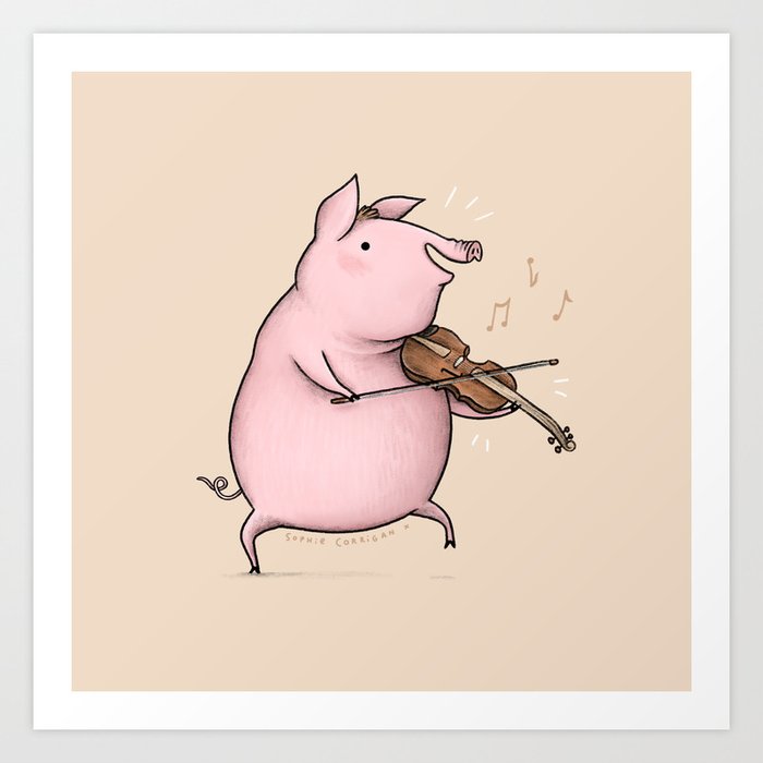Piggy on the Fiddle Art Print