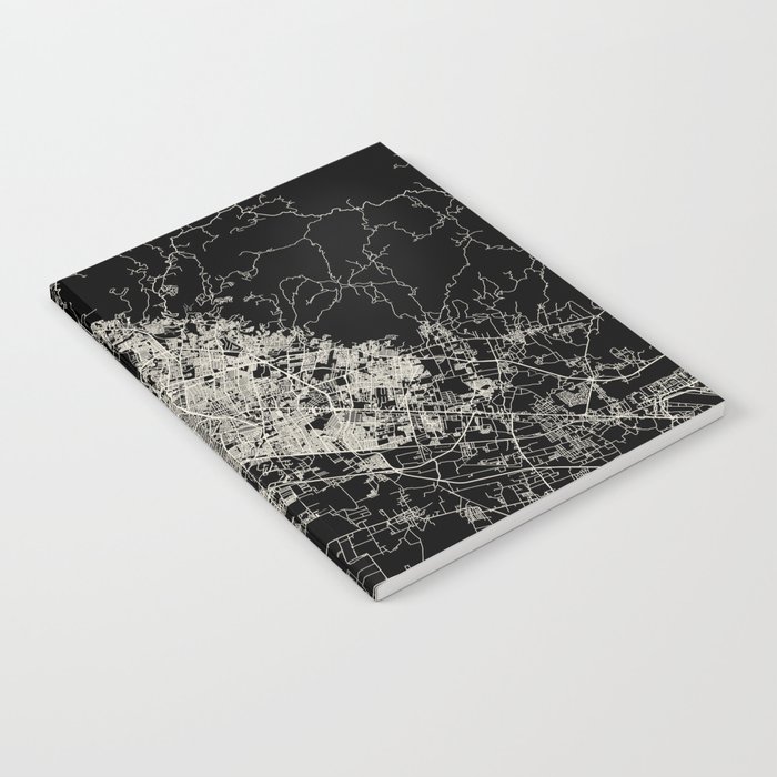 Léon, France - Black and White City Map - Aesthetic Notebook