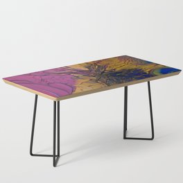 Magenta Gold and Blue Bloom   Coffee Table