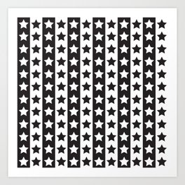 Stars & Stripes - Black & White Modern Art Art Print