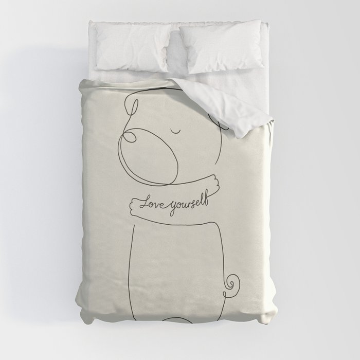 Love Yourself Pug Duvet Cover