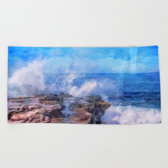 Pacific surf in California Beach Towel