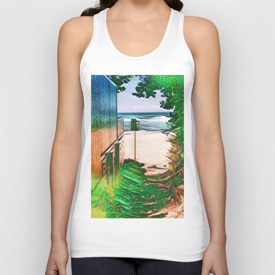 Hippie Beach View (Hippy / Hipster Waves of the Ocean) Unisex Tank Top