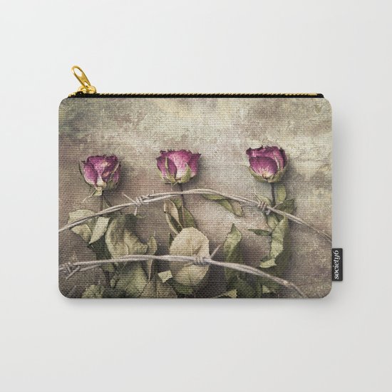 Three dried roses and barbed wire Carry-All Pouch