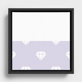 White Diamond Lace Horizontal Split on Pastel Lilac Framed Canvas