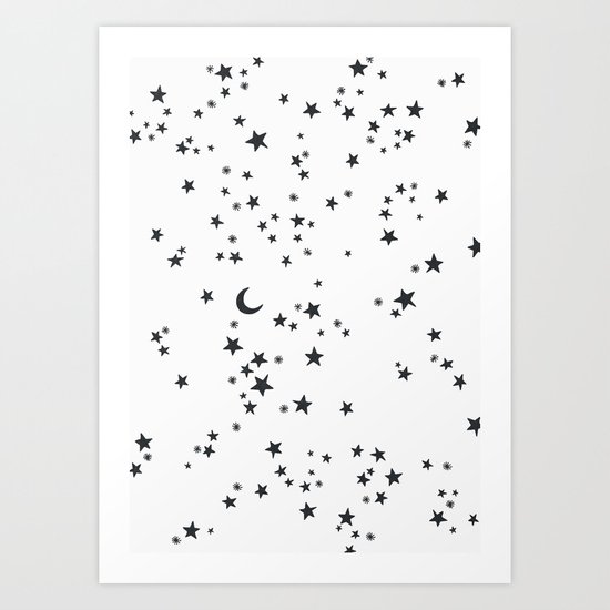 SKY BLACK AND WHITE Art Print