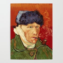 Vincent van Gogh Self-portrait with Bandaged Ear and Pipe Poster