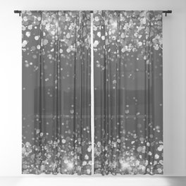 Silver Gray Black Glitter #3a (Faux Glitter - Photography) #shiny #decor #art #society6 Sheer Curtain