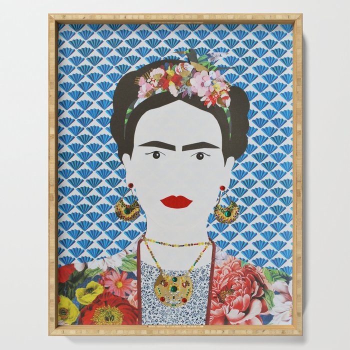 Frida Kahlo printed reproduction of an original papercraft illustration Serving Tray