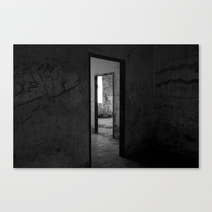 Doorways industrial ruins portrait black and white photograph / photography Canvas Print