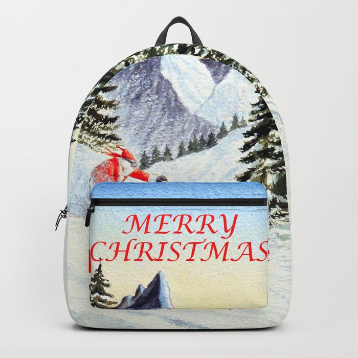 Merry Christmas with Skiing Santa Backpack