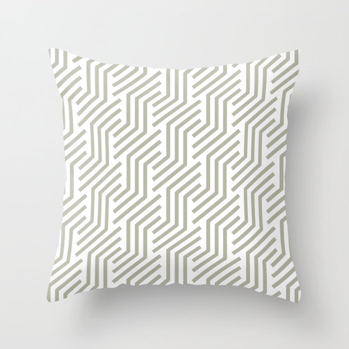 Green and White Tessellation Line Pattern 21 Pairs 2022 Color of the Year October Mist 1495 Throw Pillow