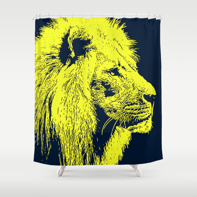 Yellow Portrait Shower Curtain By Am, Lion King Shower Curtain