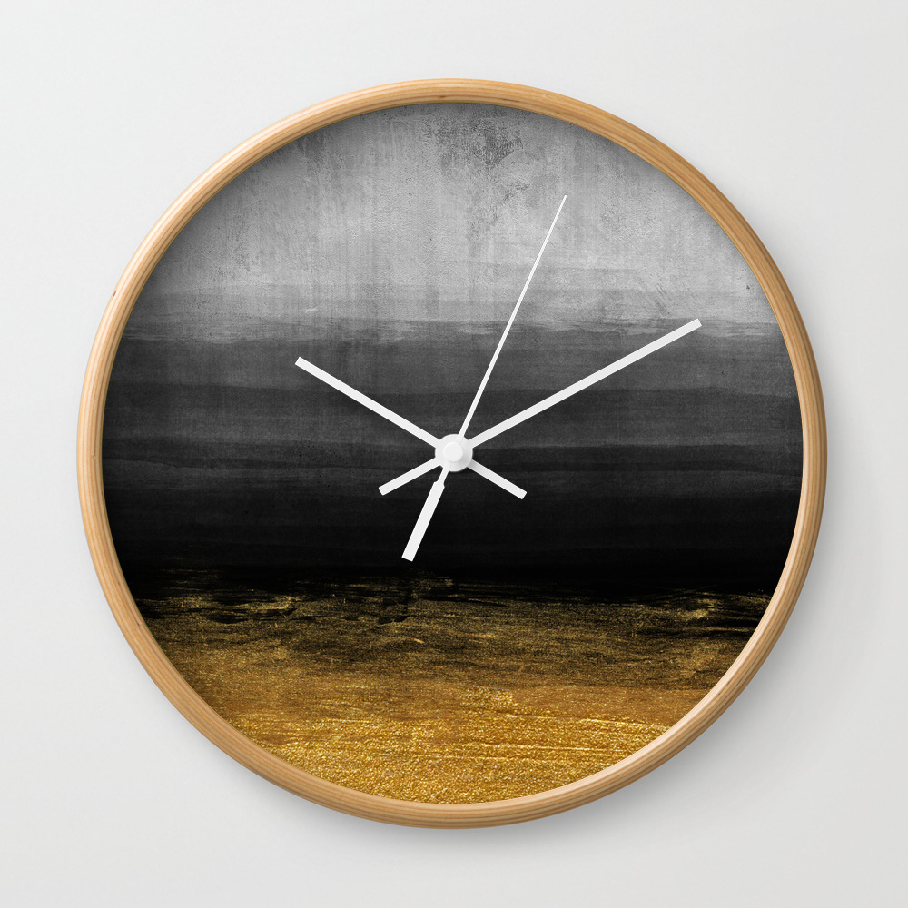Black And Gold Grunge Stripes On Modern Grey Concrete Abstract