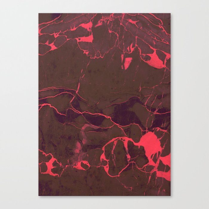 Grey Marble and Coral Canvas Print