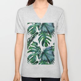 Tropical Palm Leaves Classic V Neck T Shirt