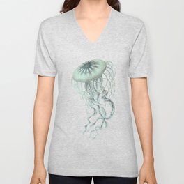 Jellyfish Underwater Aqua Turquoise Art V Neck T Shirt