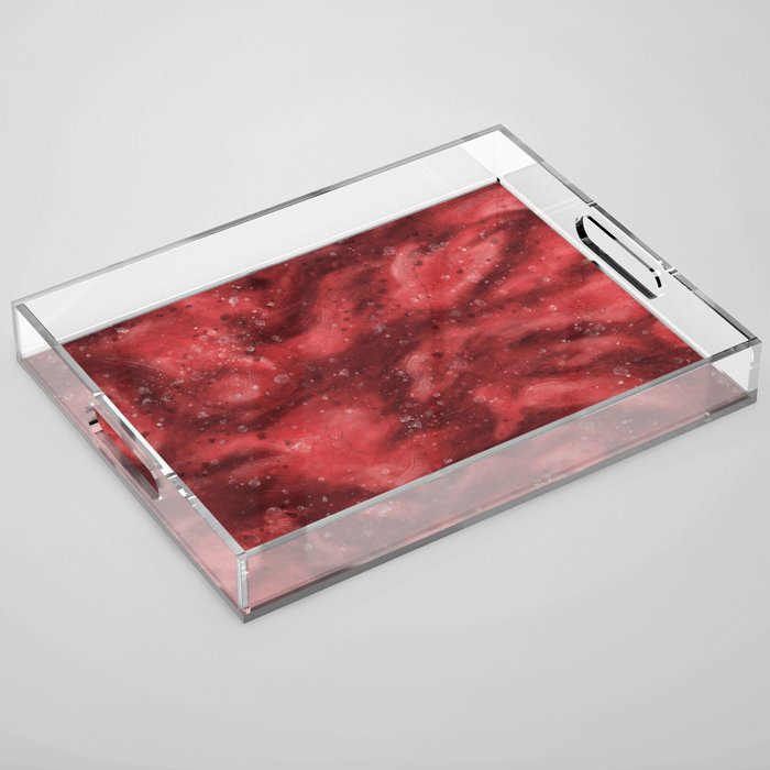 Red abstract painting texture, brick red marble waves Acrylic Tray