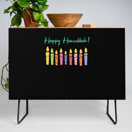 Cute Happy Hanukkah Candles Menorah Jewish Credenza