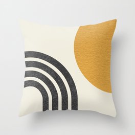 Mid century modern Sun & Rainbow Throw Pillow