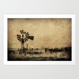 Old Windmill • Sepia • Western • Infrared • Texture Art Print