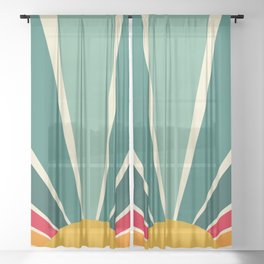 Colorful Vintage Sunshine, White and Retro Style 4 Sheer Curtain