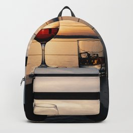 Wine and Whiskey Eve Backpack | Scotch, Travel, Rocksglass, Alcohol, Deck, Color, Wine, Nautical, Goldenhour, Hisandhers 