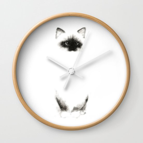 Angora Siamese Cat - Chat Siamois Angora Wall Clock