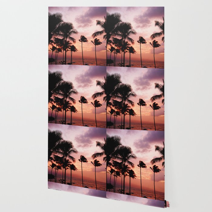 Palm Tree Sunset Wallpaper By Nauticaldecor Society6